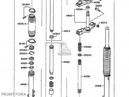 FRONT FORK - KMX125-A1 1986 EUROPE UK FR FG GR IT NR ST SD