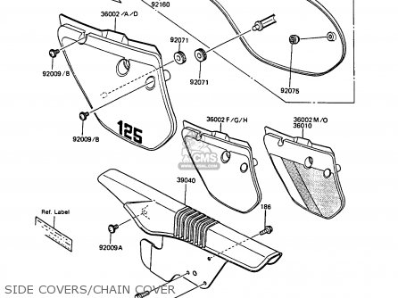 SIDE COVERS/CHAIN COVER - KMX125-A1 1986 EUROPE UK FR FG GR IT NR ST SD
