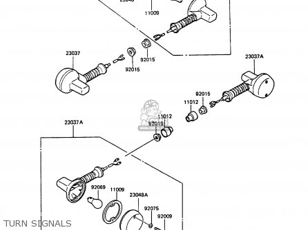 TURN SIGNALS - KMX125-A1 1986 EUROPE UK FR FG GR IT NR ST SD