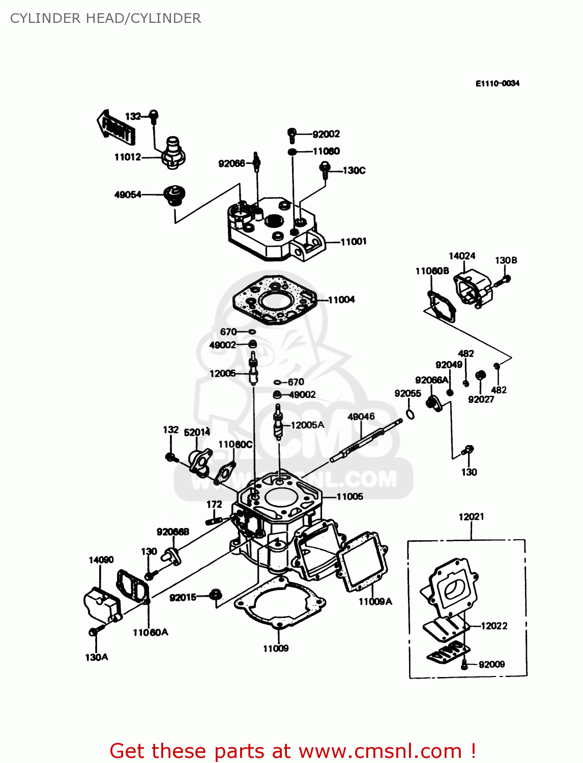 CYLINDER HEAD/CYLINDER KMX125-A11 1998 EUROPE GR