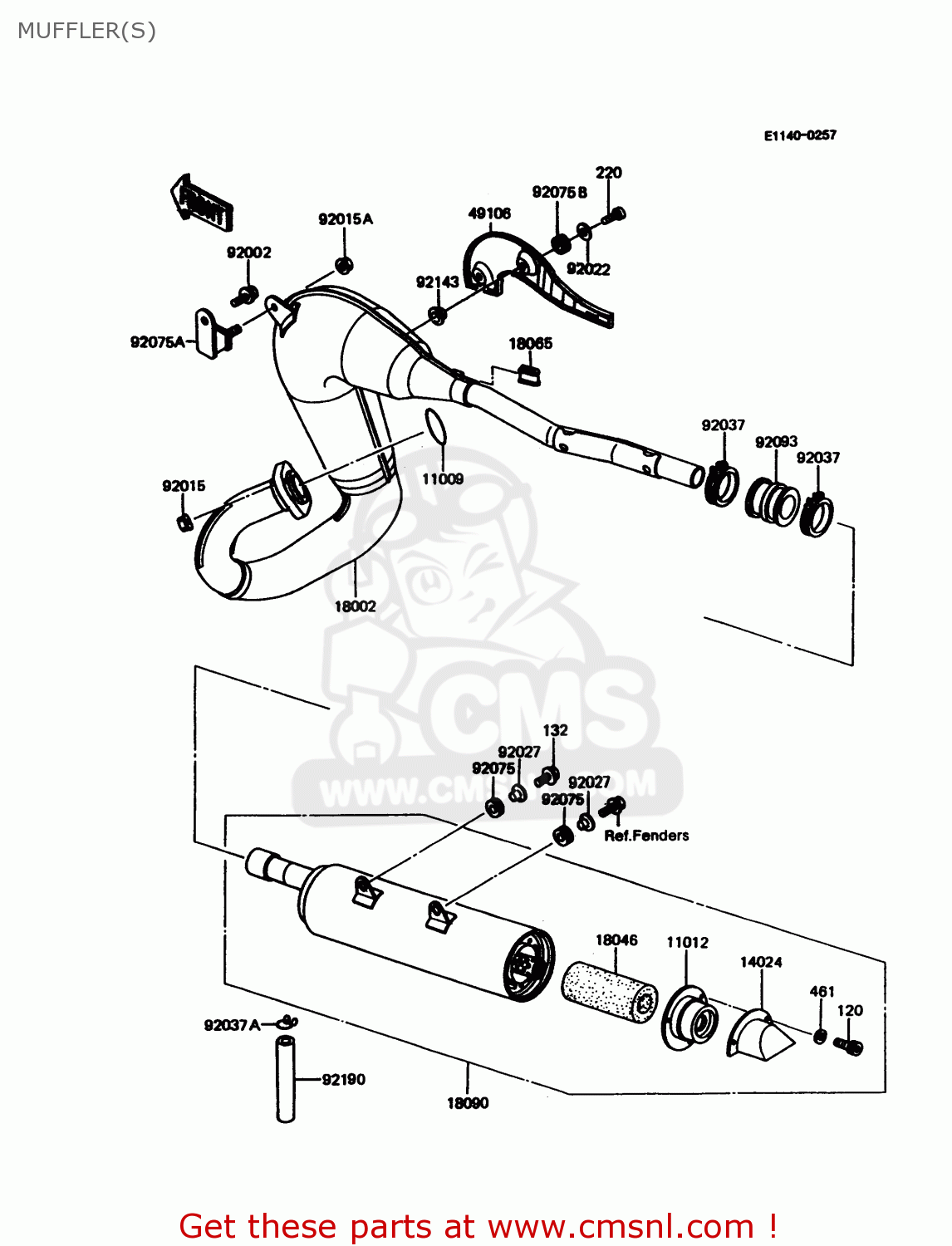 MUFFLER(S) KMX125-A11 1998 EUROPE GR