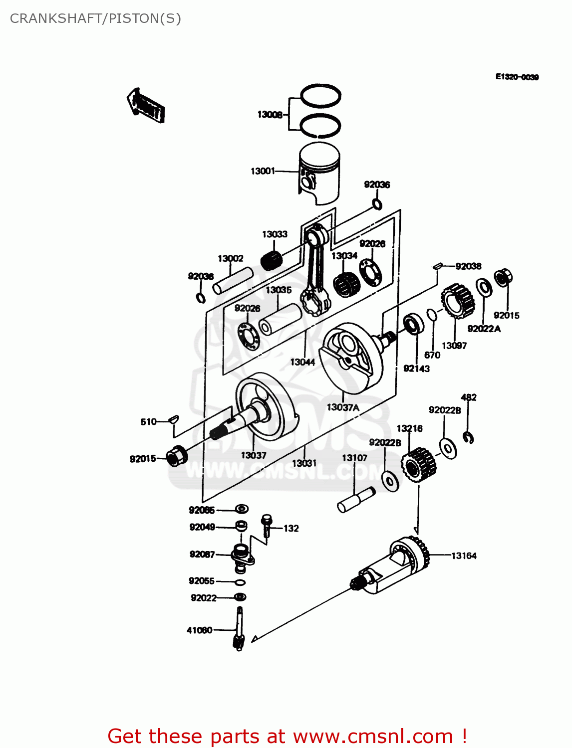 CRANKSHAFT/PISTON(S) KMX125-A11 1998 EUROPE GR