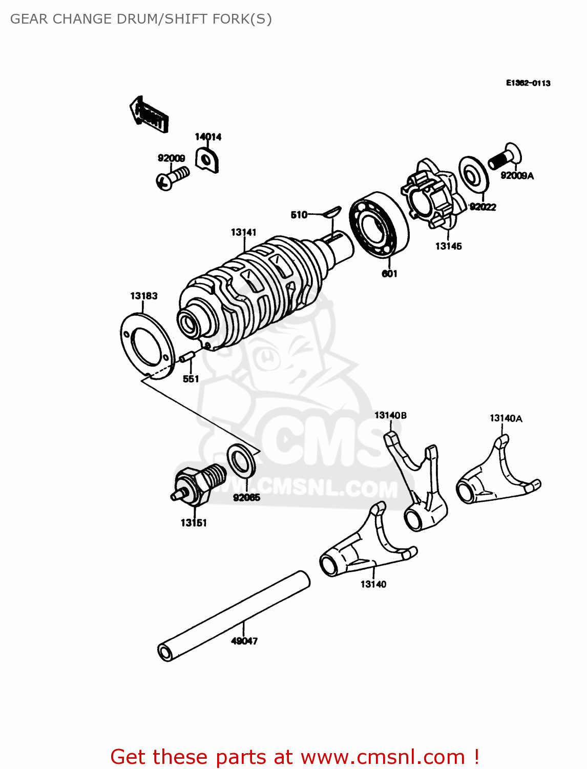 GEAR CHANGE DRUM/SHIFT FORK(S) KMX125-A11 1998 EUROPE GR