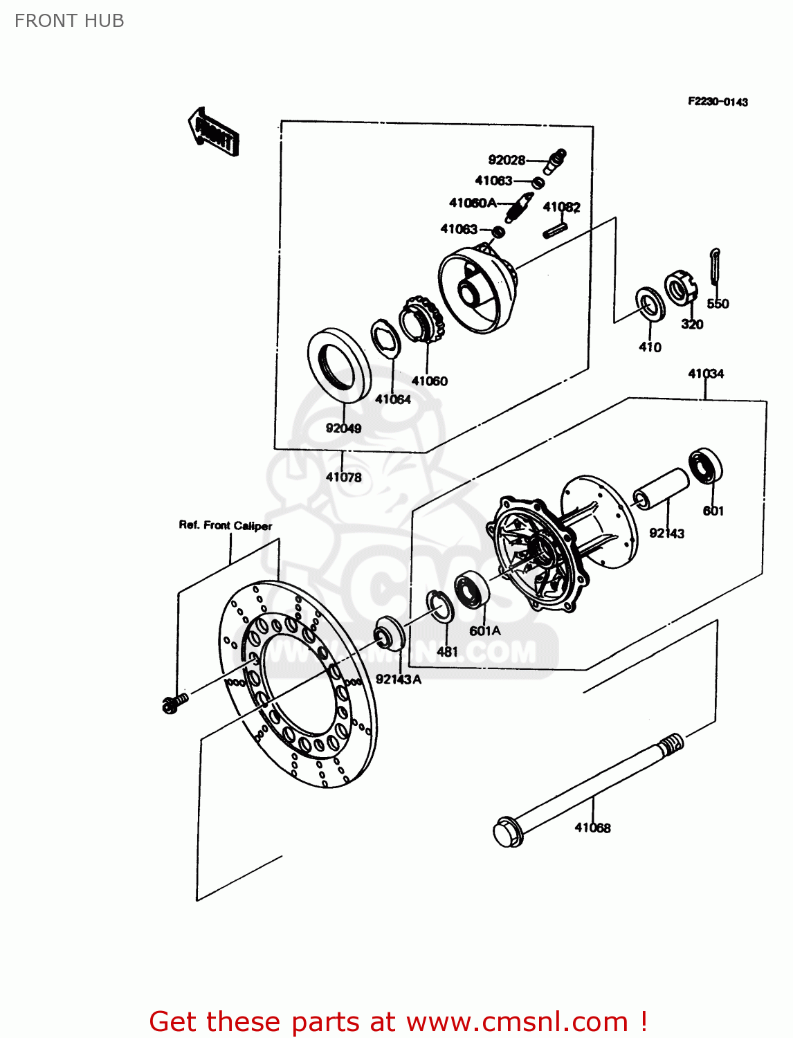 FRONT HUB KMX125-A11 1998 EUROPE GR