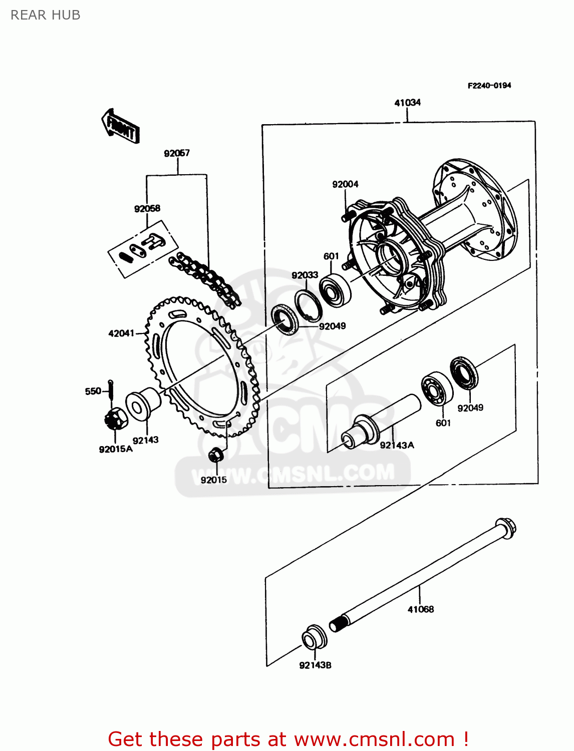 REAR HUB KMX125-A11 1998 EUROPE GR