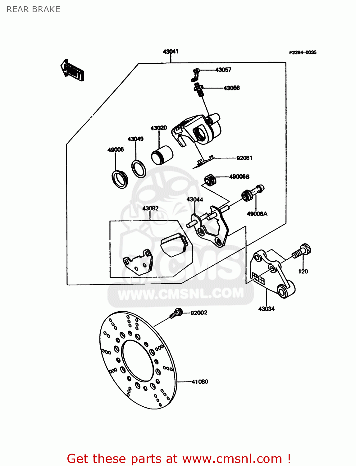 REAR BRAKE KMX125-A11 1998 EUROPE GR
