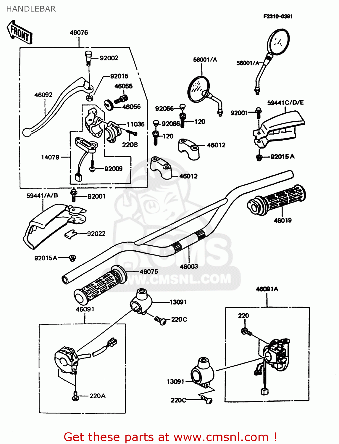HANDLEBAR KMX125-A11 1998 EUROPE GR