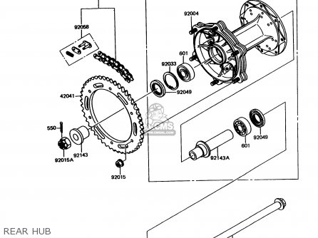 REAR HUB - KMX125-A11 1998 EUROPE GR