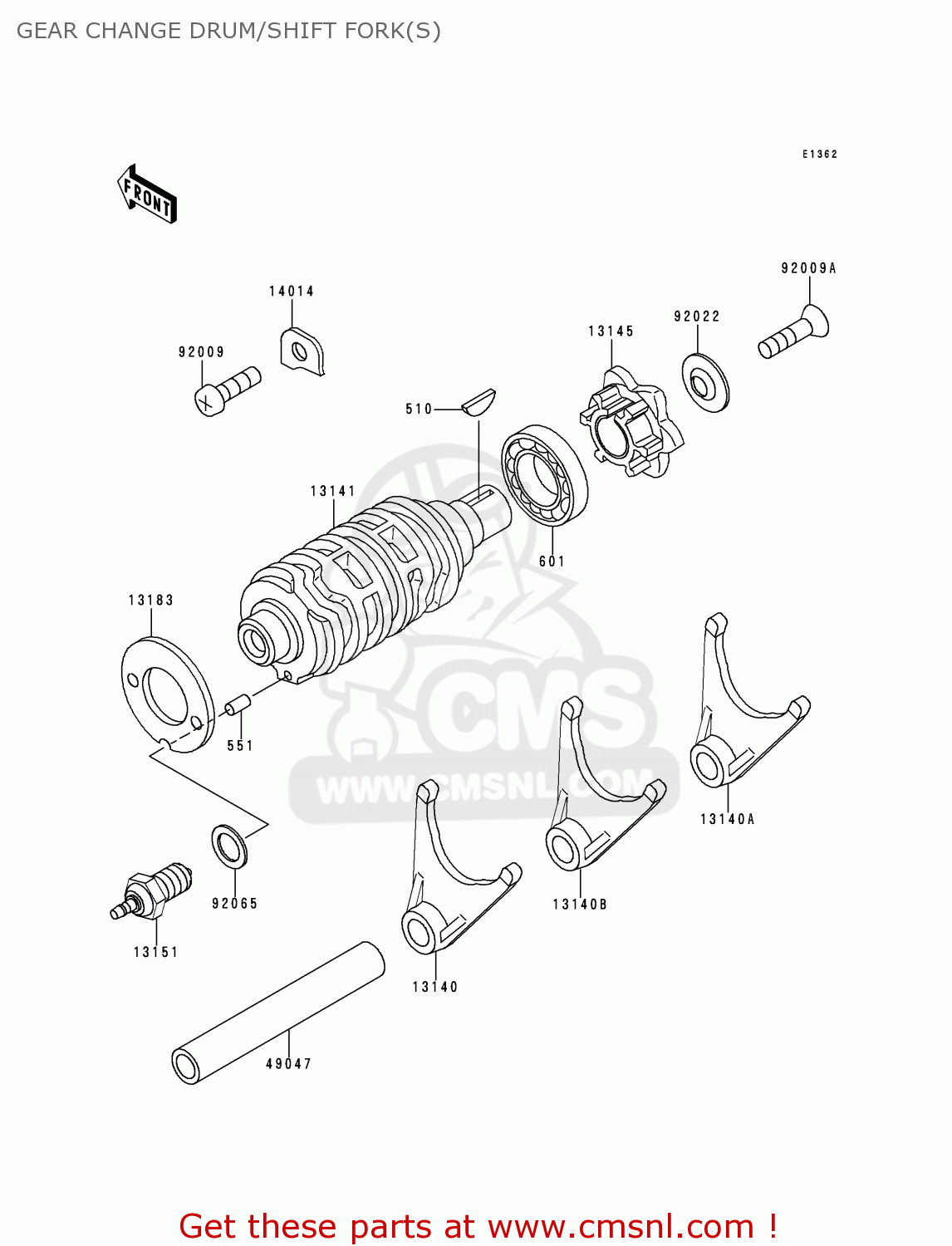 GEAR CHANGE DRUM/SHIFT FORK(S) KMX125-A12 1999 MEXICO