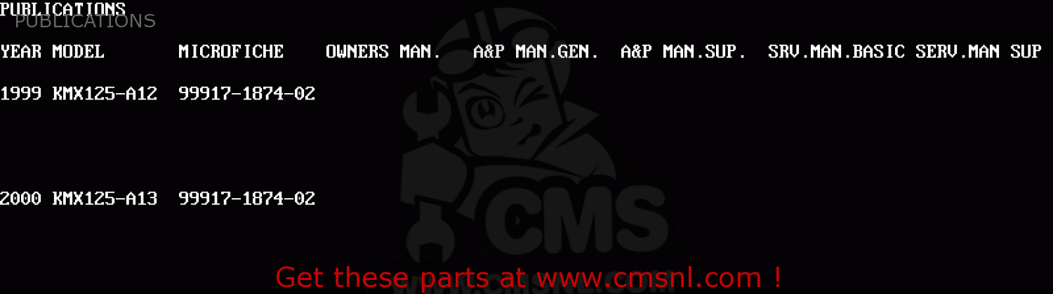 PUBLICATIONS KMX125-A12 1999 MEXICO