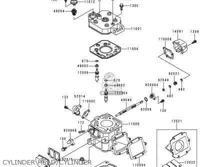CYLINDER HEAD/CYLINDER - KMX125-A12 1999 MEXICO