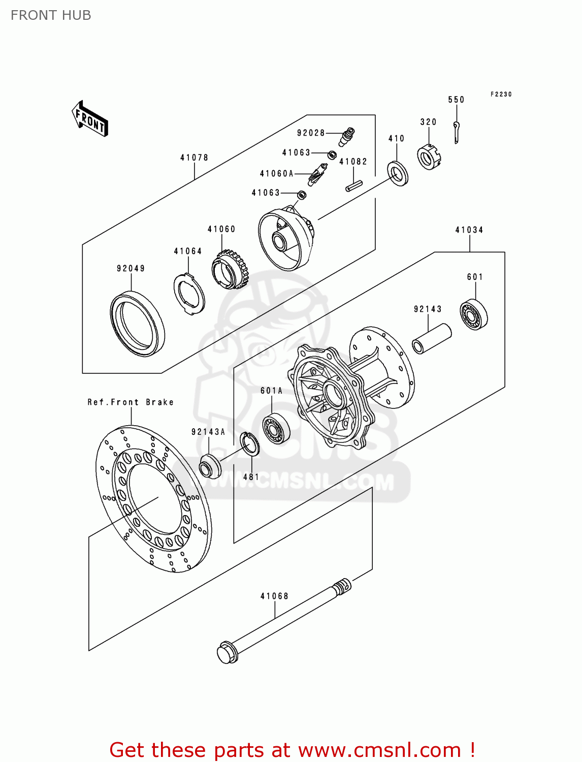 FRONT HUB KMX125-A13 2000 MEXICO