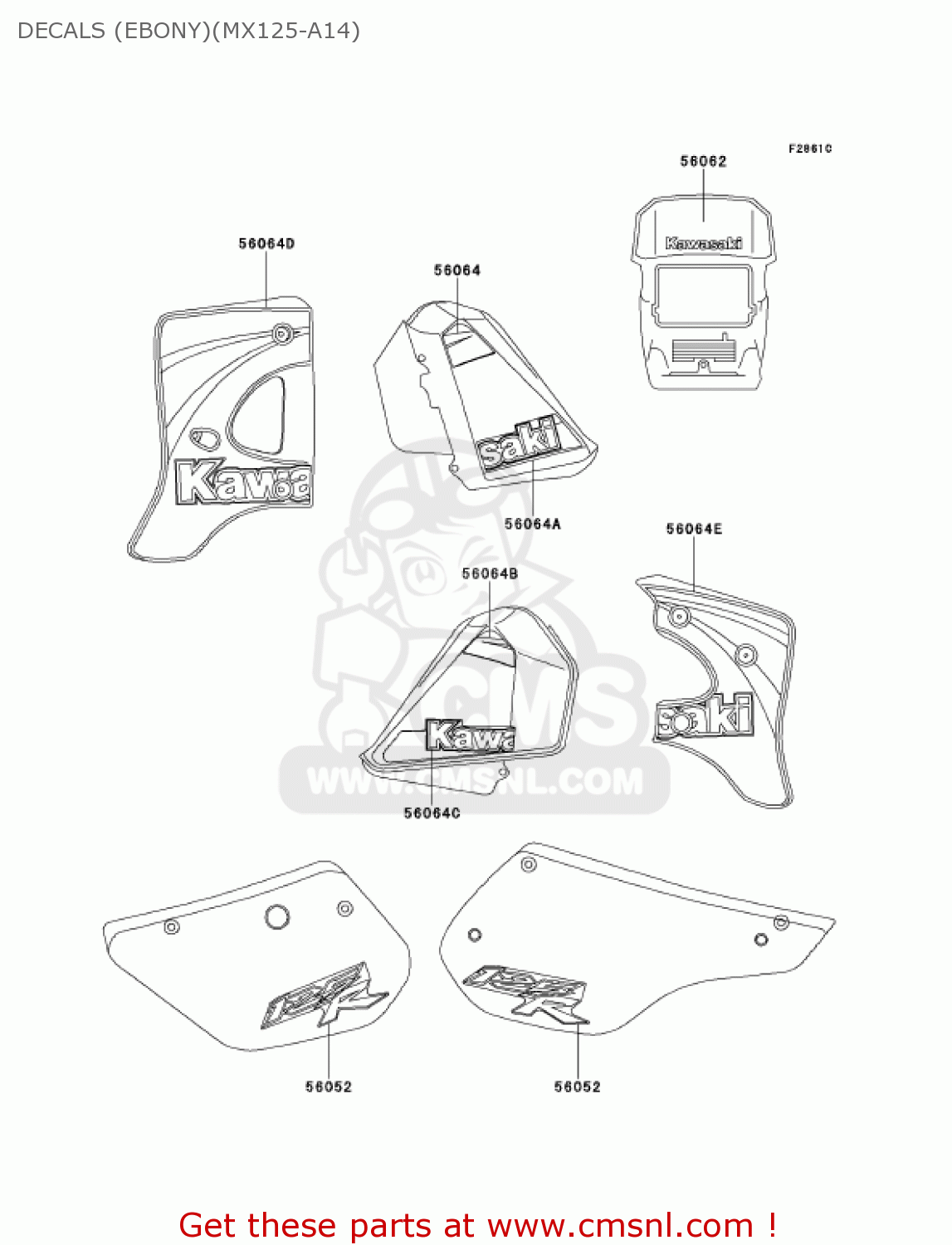 DECALS (EBONY)(MX125-A14) KMX125-A14 KMX125 2001 / KPH