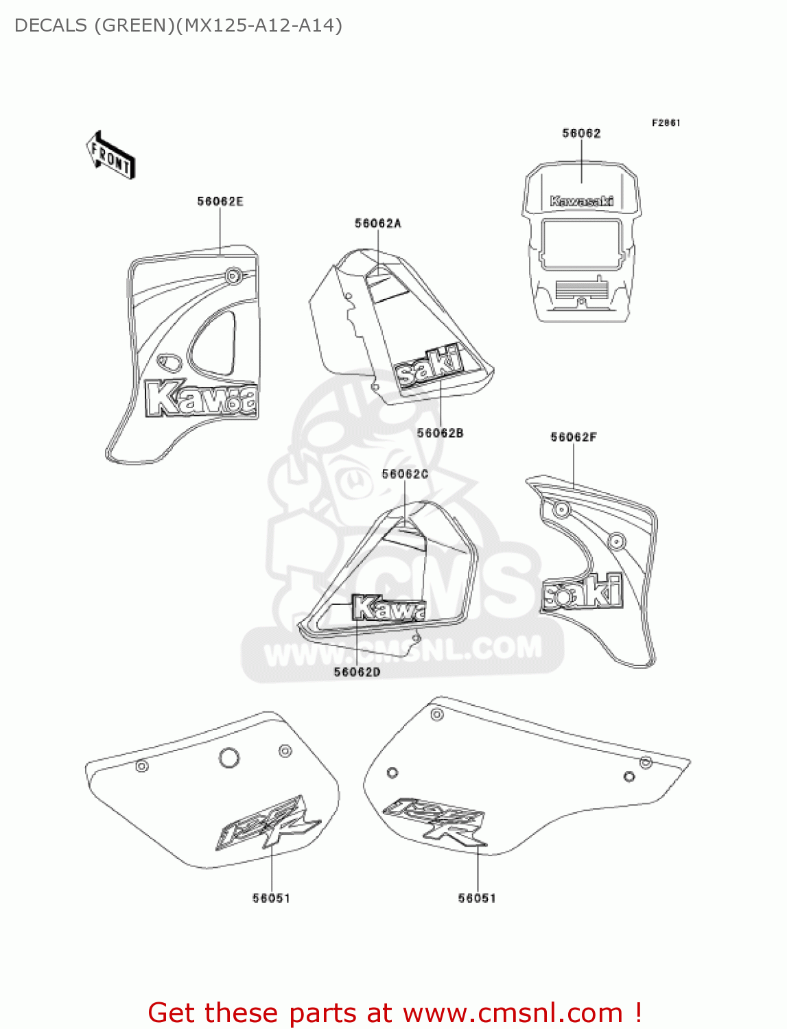 DECALS (GREEN)(MX125-A12-A14) KMX125-A14 KMX125 2001 / KPH