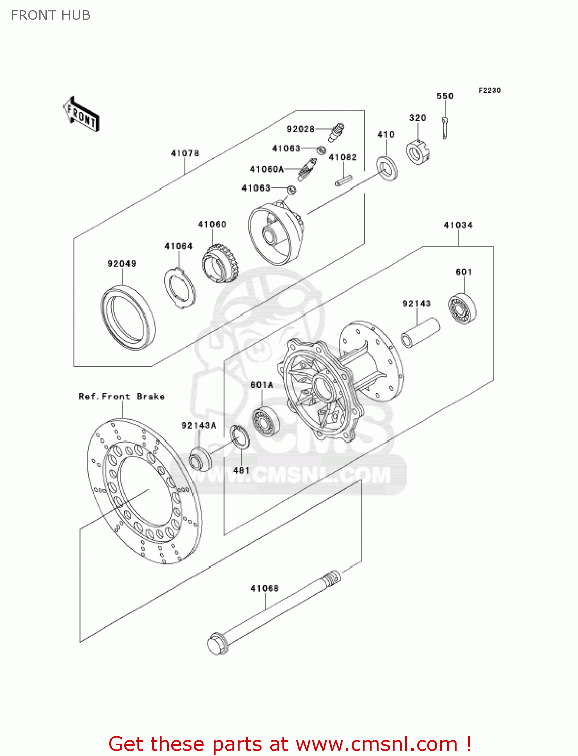 FRONT HUB KMX125-A14 KMX125 2001 / KPH