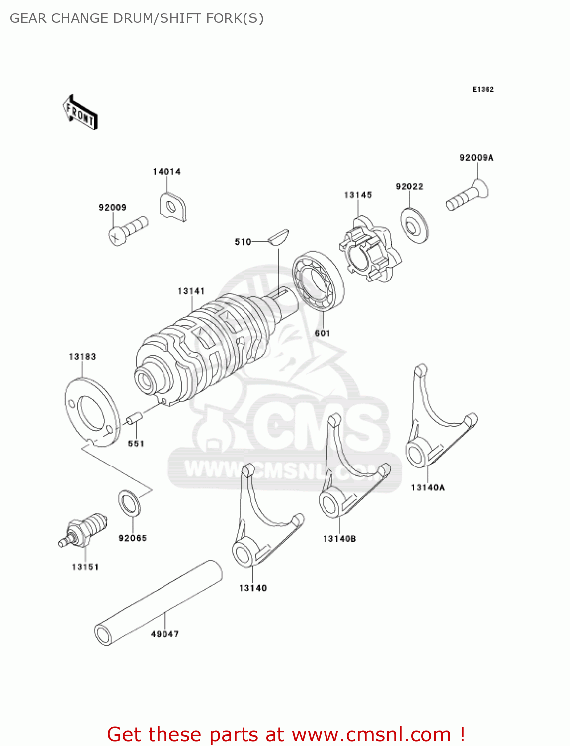 GEAR CHANGE DRUM/SHIFT FORK(S) KMX125-A14 KMX125 2001 / KPH