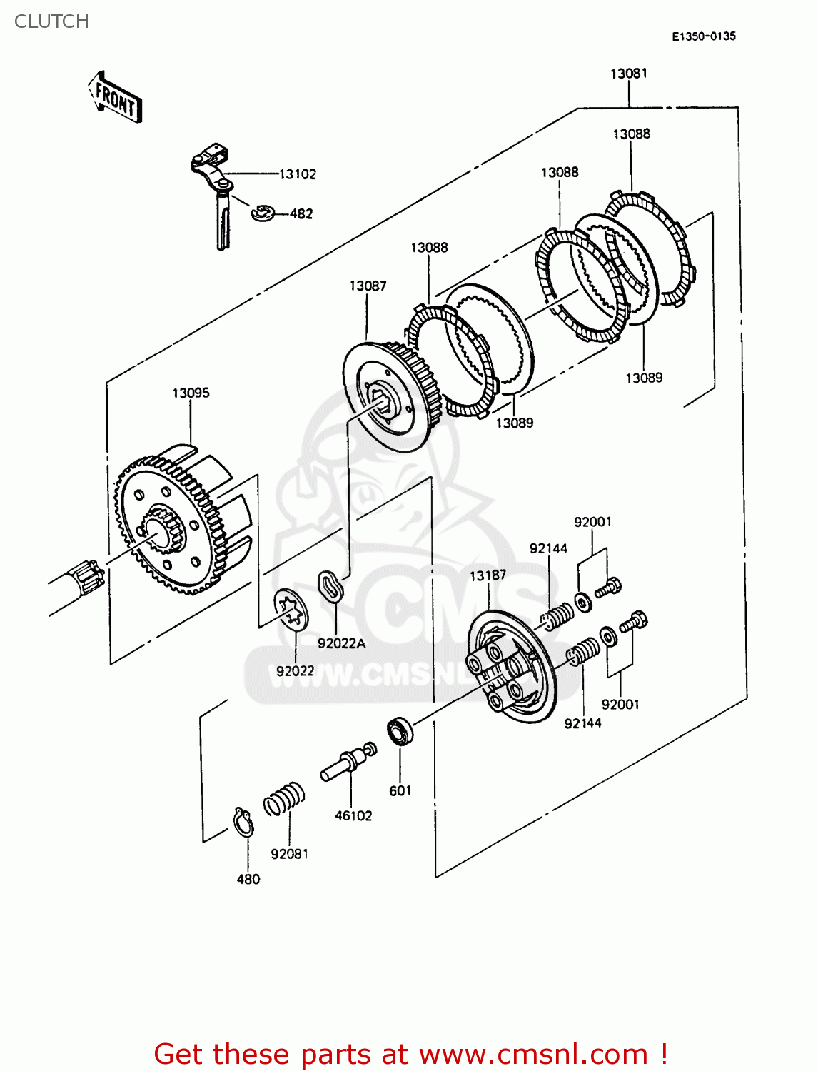 CLUTCH KMX125-A2 1987 EUROPE UK FG GR IT NR ST SD