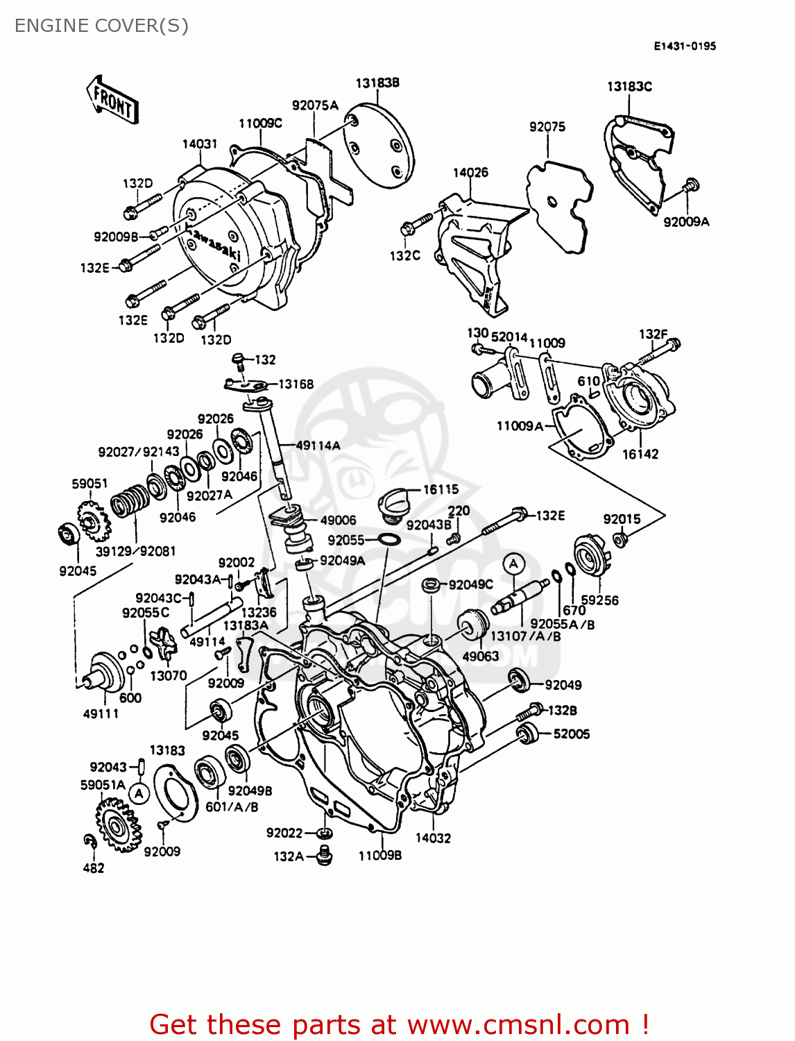 ENGINE COVER(S) KMX125-A2 1987 EUROPE UK FG GR IT NR ST SD