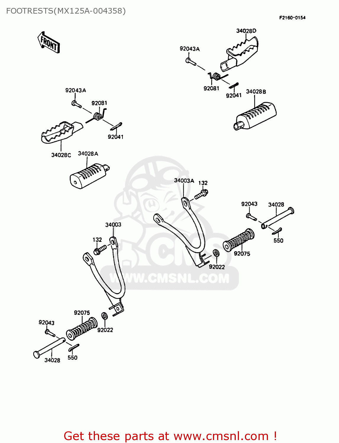 FOOTRESTS(MX125A-004358) KMX125-A2 1987 EUROPE UK FG GR IT NR ST SD