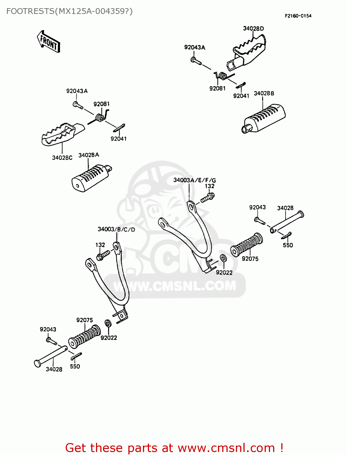 FOOTRESTS(MX125A-004359?) KMX125-A2 1987 EUROPE UK FG GR IT NR ST SD