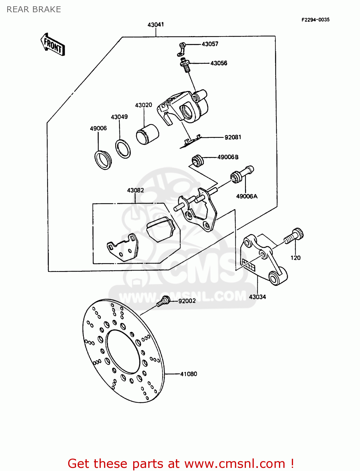 REAR BRAKE KMX125-A2 1987 EUROPE UK FG GR IT NR ST SD