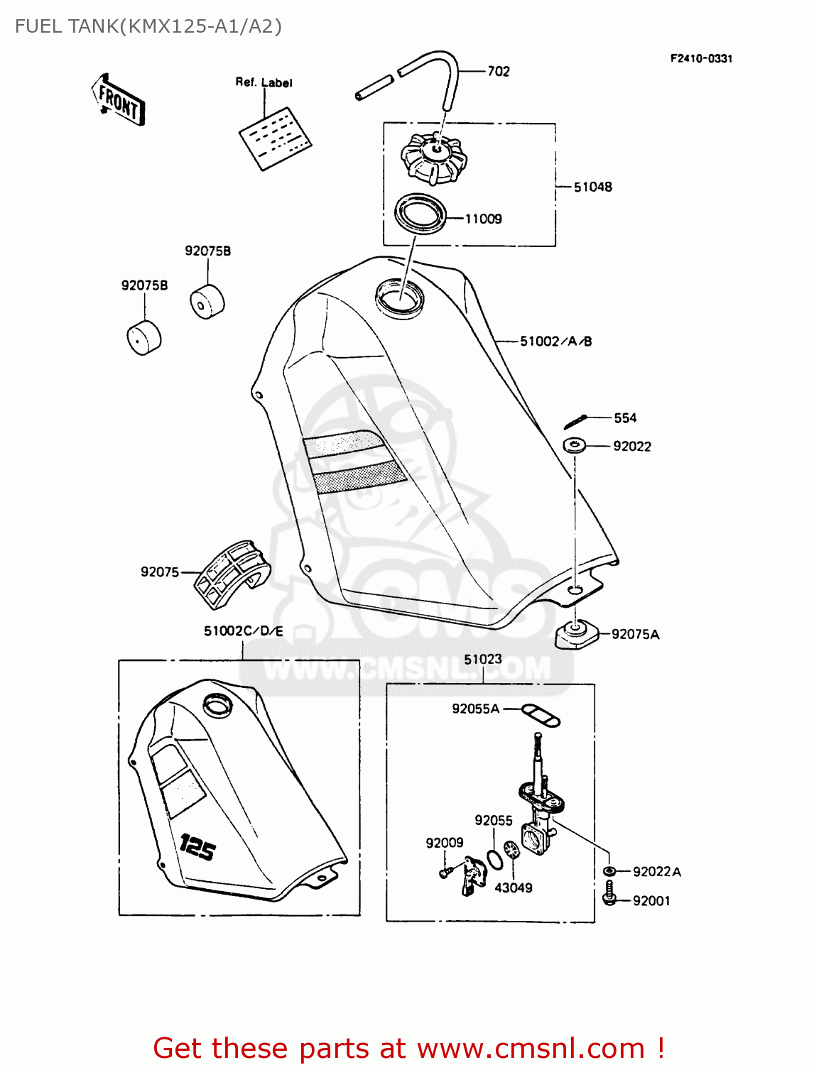 FUEL TANK(KMX125-A1/A2) KMX125-A2 1987 EUROPE UK FG GR IT NR ST SD