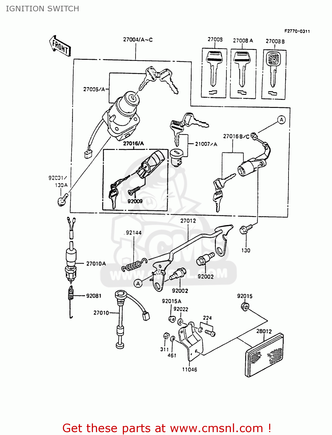 IGNITION SWITCH KMX125-A2 1987 EUROPE UK FG GR IT NR ST SD