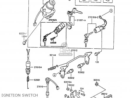 IGNITION SWITCH - KMX125-A2 1987 EUROPE UK FG GR IT NR ST SD
