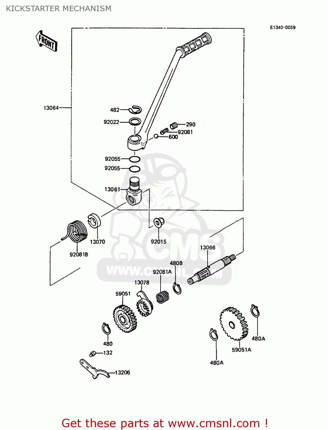 KICKSTARTER MECHANISM KMX125-A3 1988 EUROPE UK GR IT NR ST
