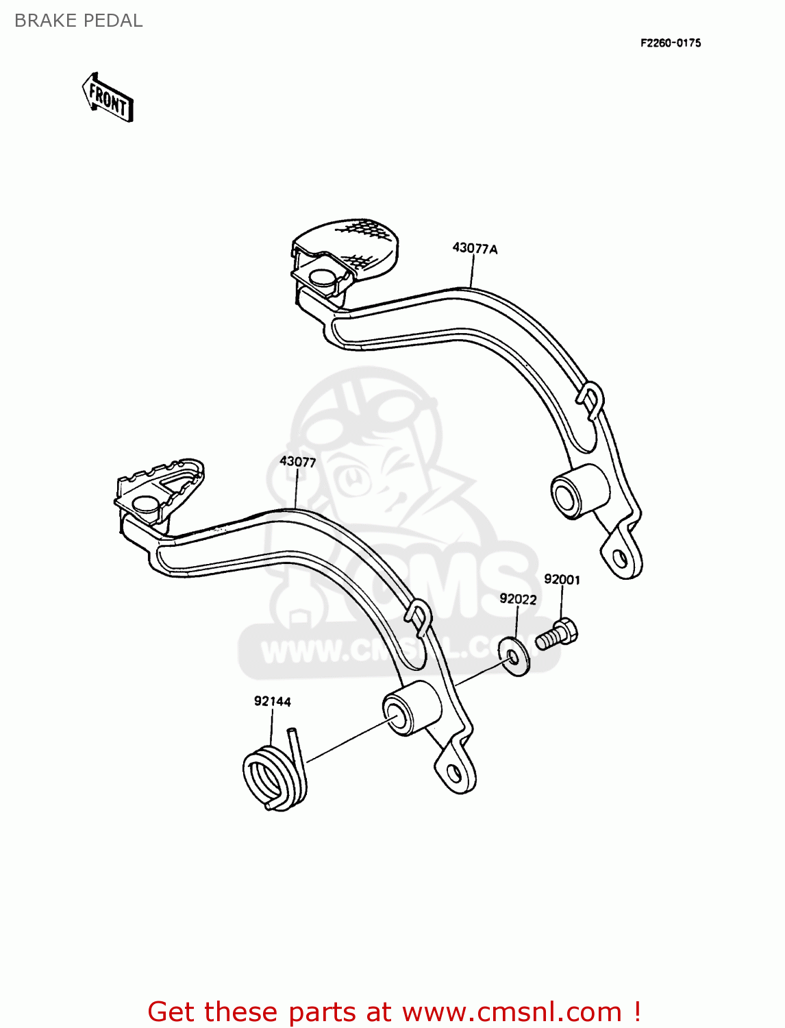 BRAKE PEDAL KMX125-A3 1988 EUROPE UK GR IT NR ST