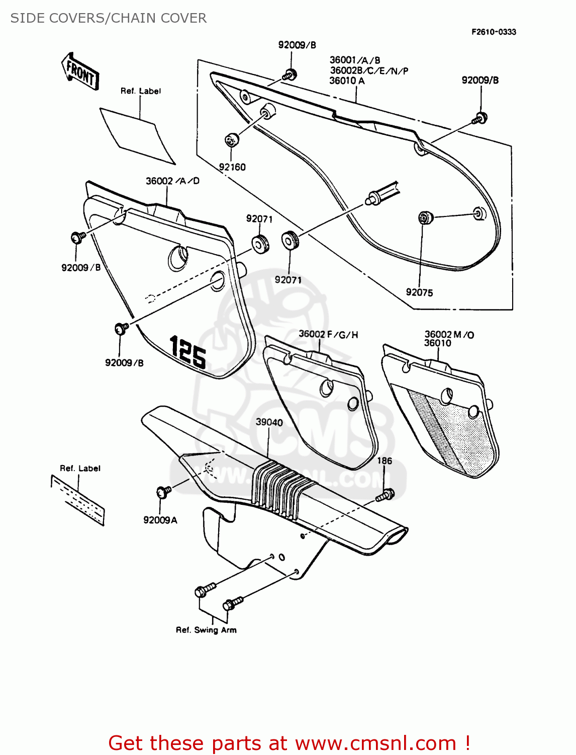 SIDE COVERS/CHAIN COVER KMX125-A3 1988 EUROPE UK GR IT NR ST