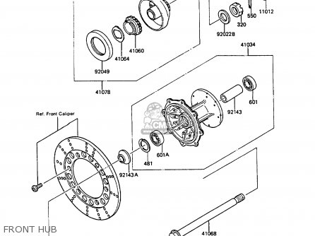 FRONT HUB - KMX125-A3 1988 EUROPE UK GR IT NR ST