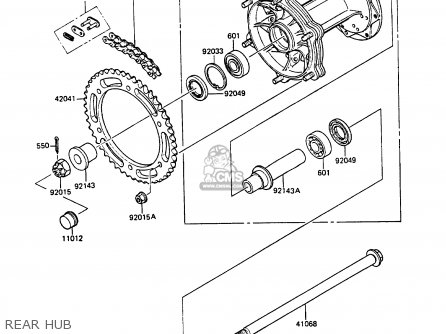 REAR HUB - KMX125-A3 1988 EUROPE UK GR IT NR ST