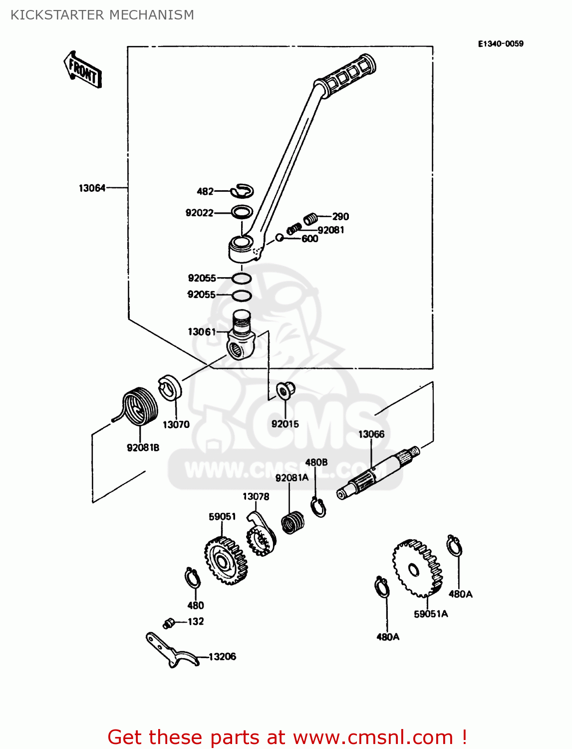 KICKSTARTER MECHANISM KMX125-A4 1989 EUROPE UK GR NR SD ST