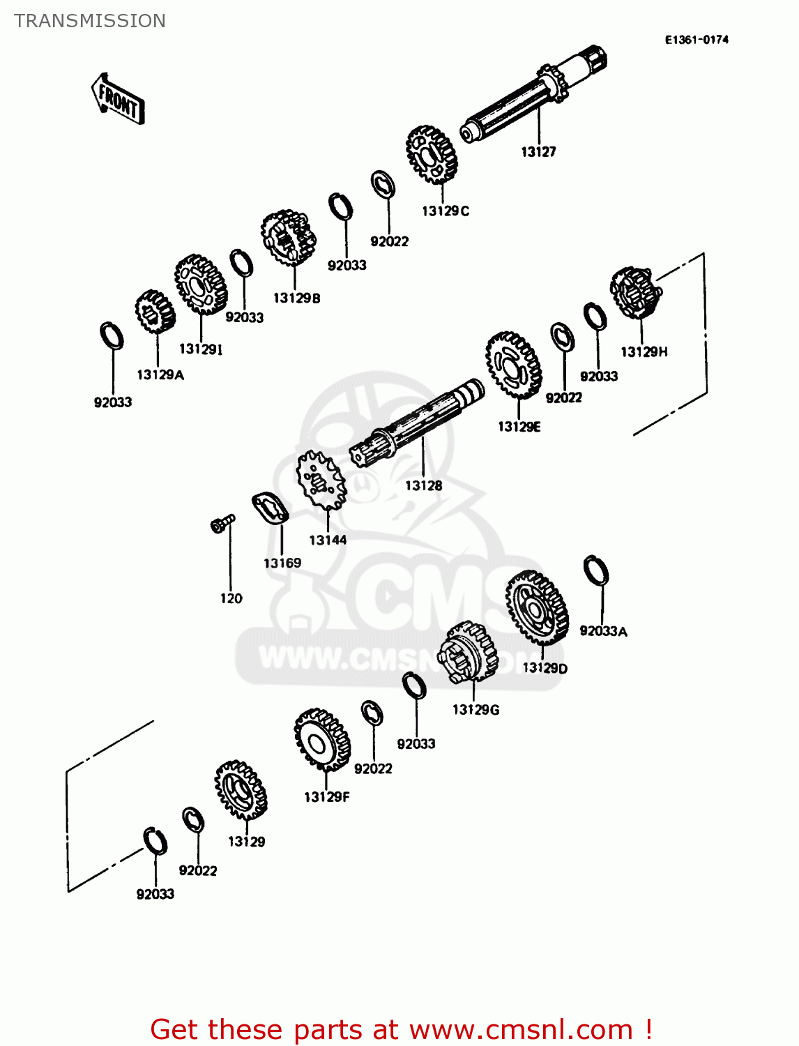 TRANSMISSION KMX125-A4 1989 EUROPE UK GR NR SD ST