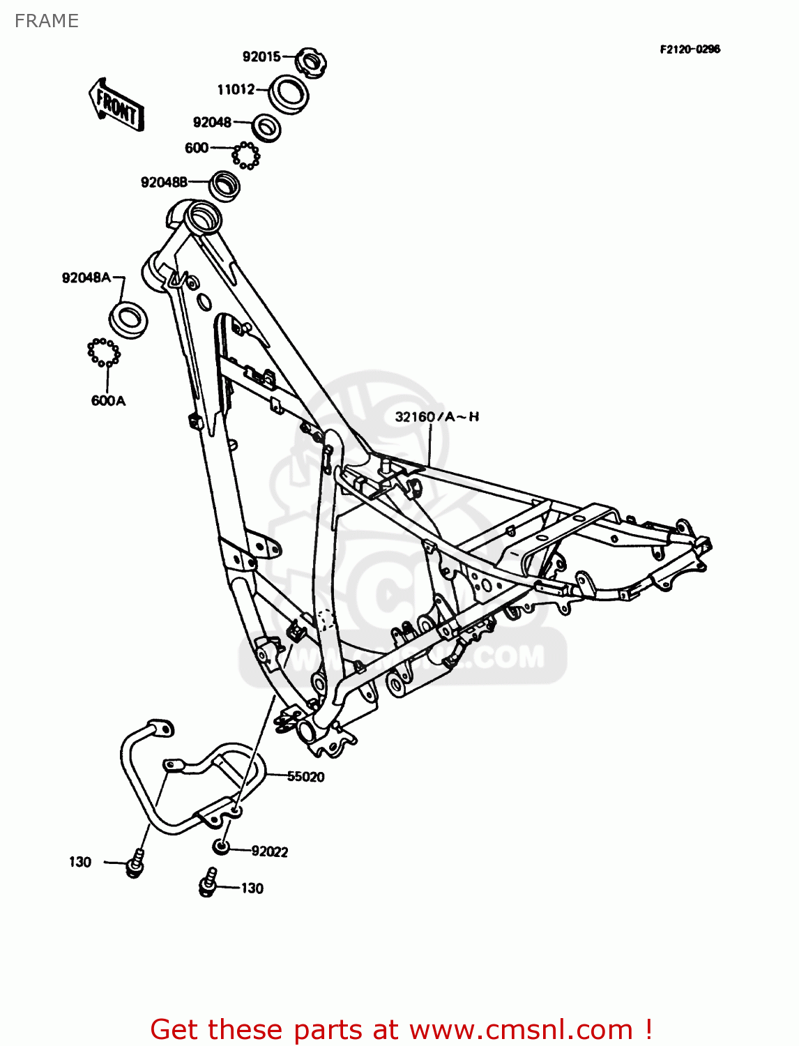 FRAME KMX125-A4 1989 EUROPE UK GR NR SD ST