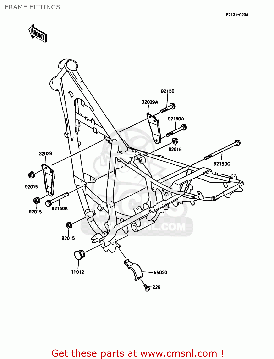 FRAME FITTINGS KMX125-A4 1989 EUROPE UK GR NR SD ST