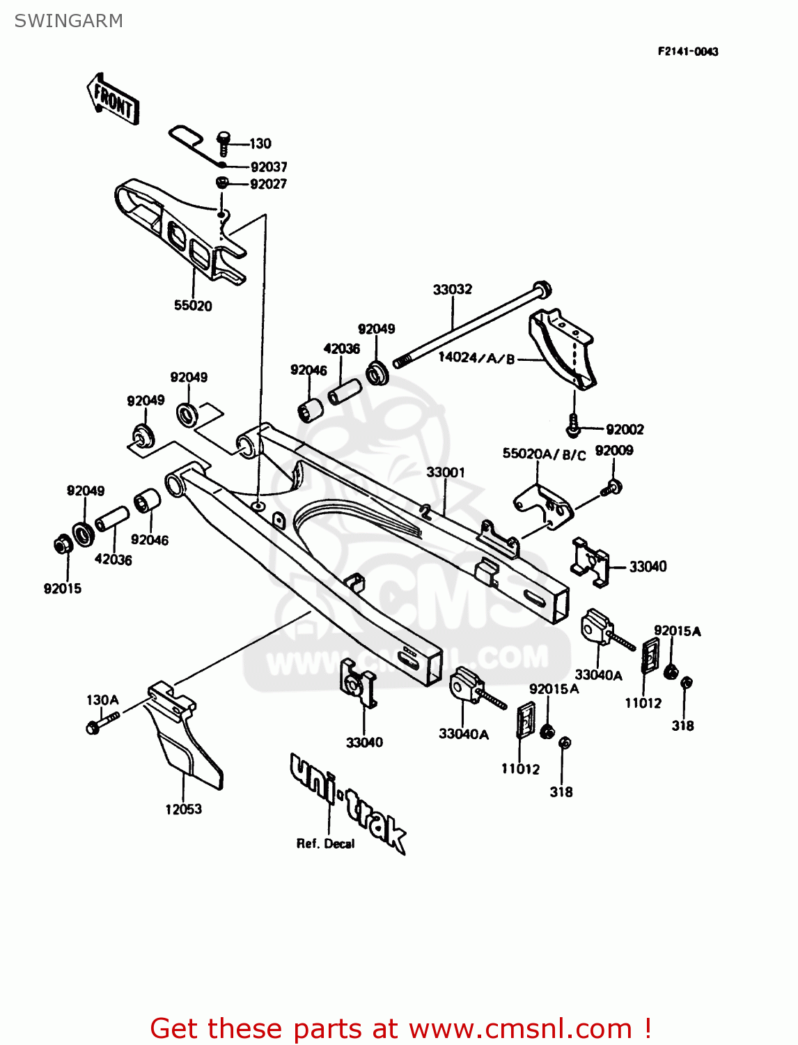 SWINGARM KMX125-A4 1989 EUROPE UK GR NR SD ST