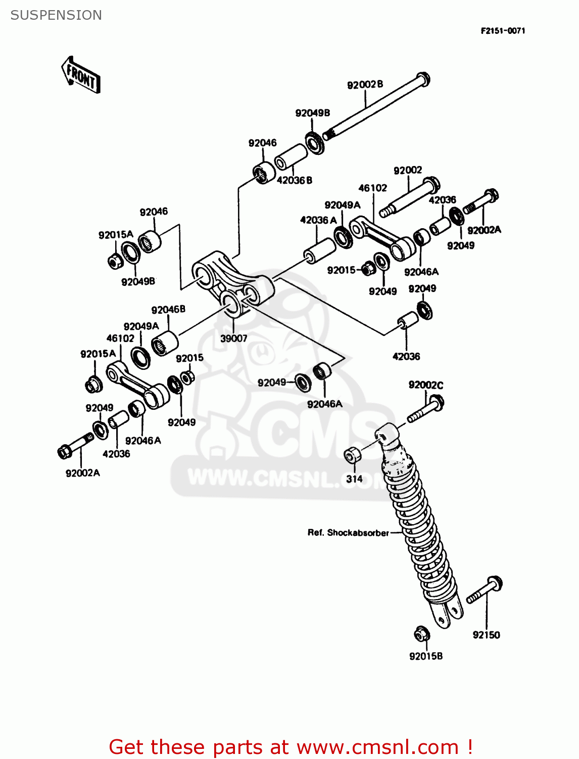 SUSPENSION KMX125-A4 1989 EUROPE UK GR NR SD ST