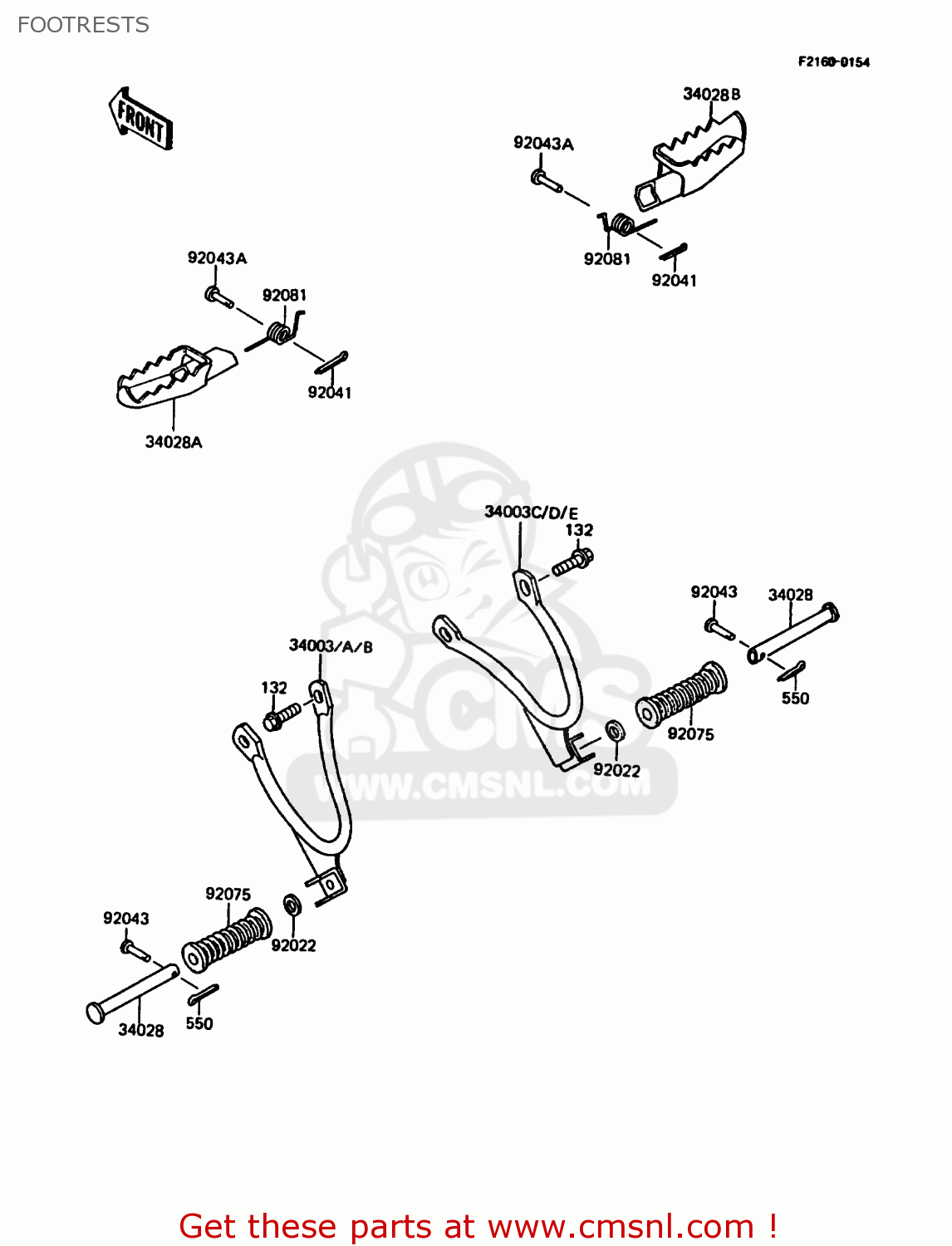 FOOTRESTS KMX125-A4 1989 EUROPE UK GR NR SD ST