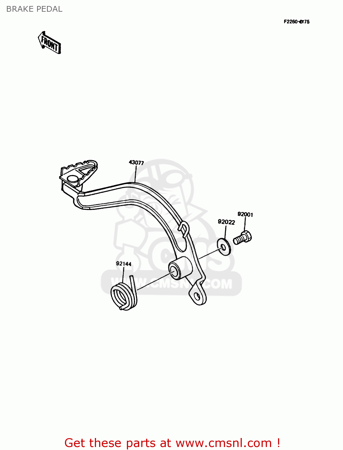 BRAKE PEDAL KMX125-A4 1989 EUROPE UK GR NR SD ST
