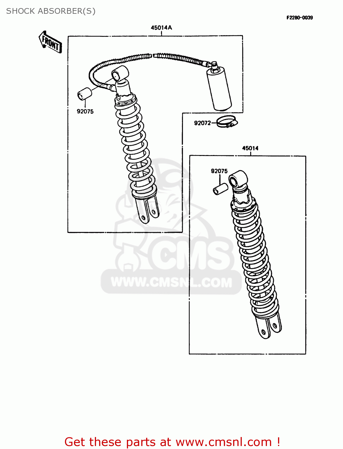 SHOCK ABSORBER(S) KMX125-A4 1989 EUROPE UK GR NR SD ST