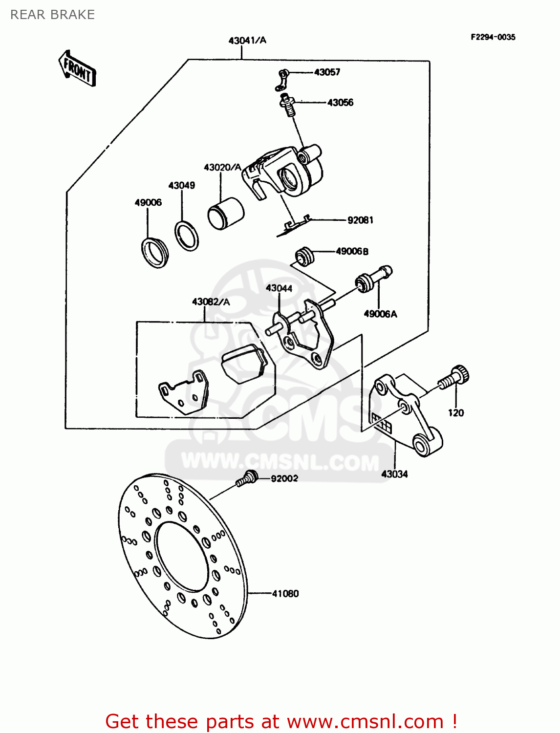 REAR BRAKE KMX125-A4 1989 EUROPE UK GR NR SD ST