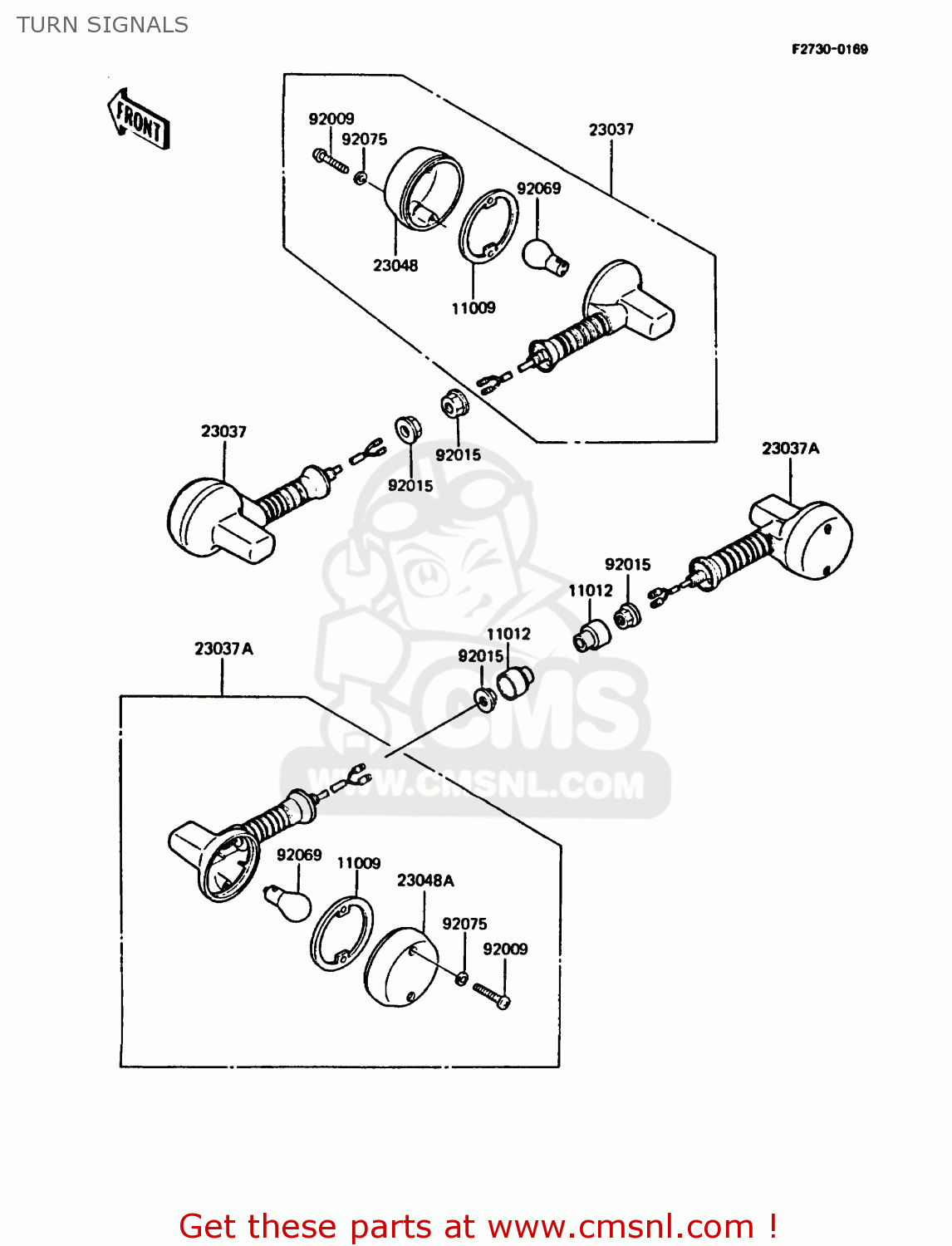 TURN SIGNALS KMX125-A4 1989 EUROPE UK GR NR SD ST