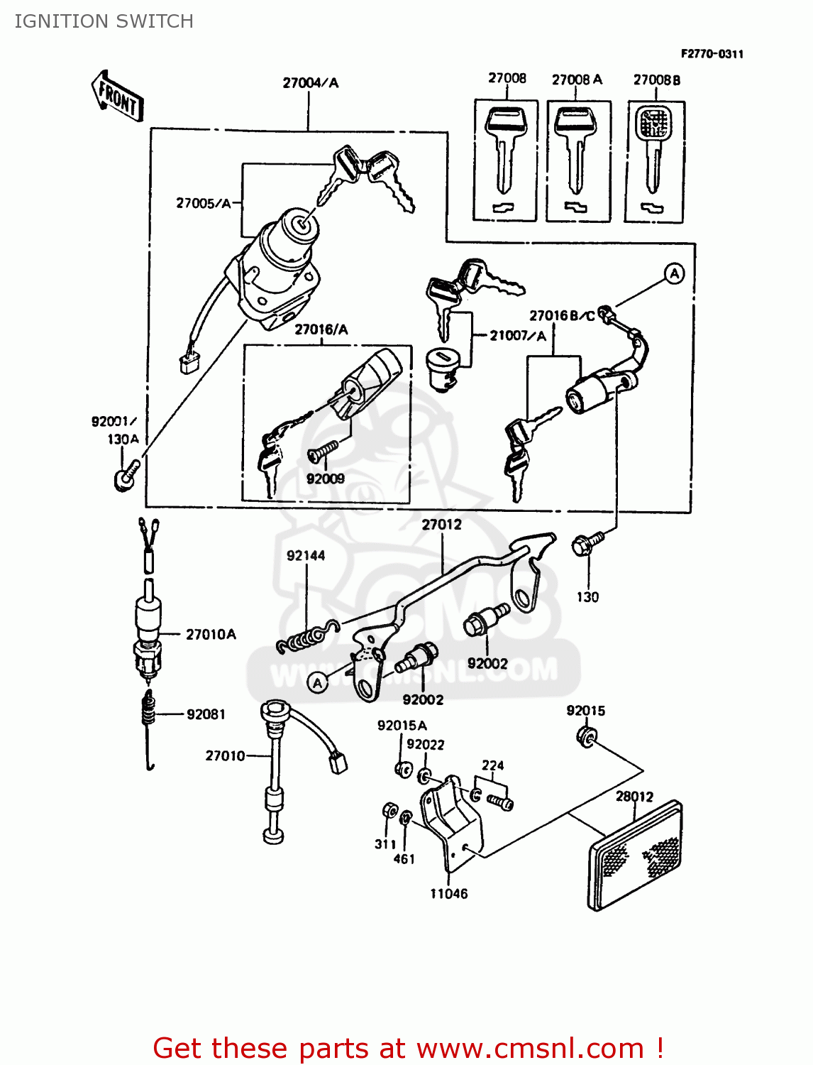 IGNITION SWITCH KMX125-A4 1989 EUROPE UK GR NR SD ST