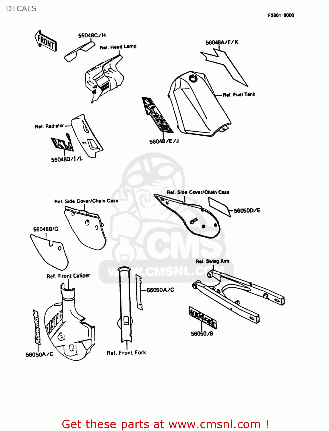 DECALS KMX125-A4 1989 EUROPE UK GR NR SD ST