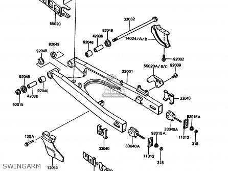 SWINGARM - KMX125-A4 1989 EUROPE UK GR NR SD ST