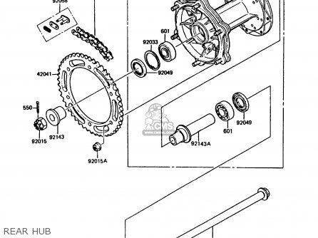 REAR HUB - KMX125-A4 1989 EUROPE UK GR NR SD ST