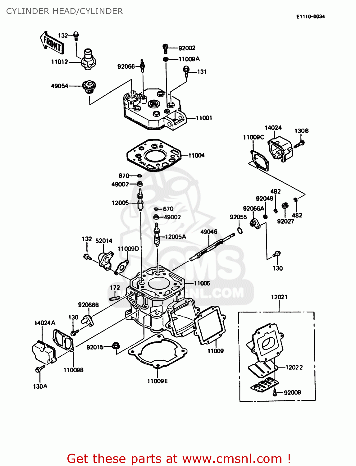 CYLINDER HEAD/CYLINDER KMX125-A5 1990 EUROPE UK GR NR ST