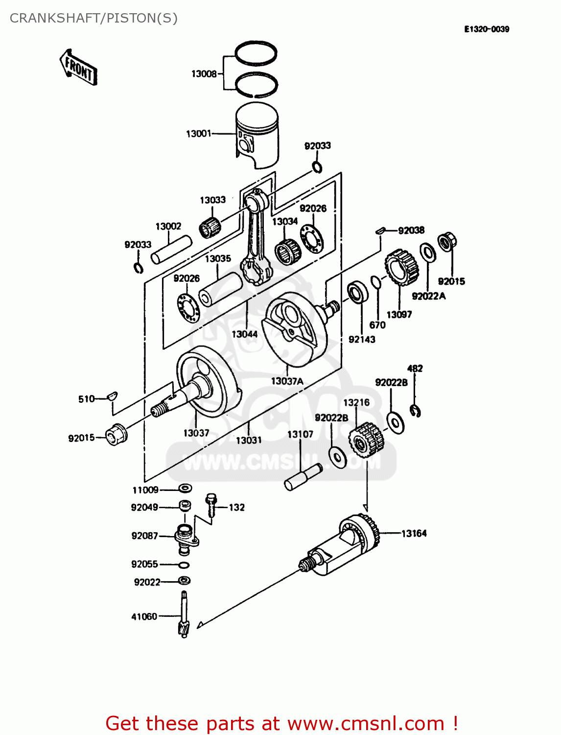 CRANKSHAFT/PISTON(S) KMX125-A5 1990 EUROPE UK GR NR ST